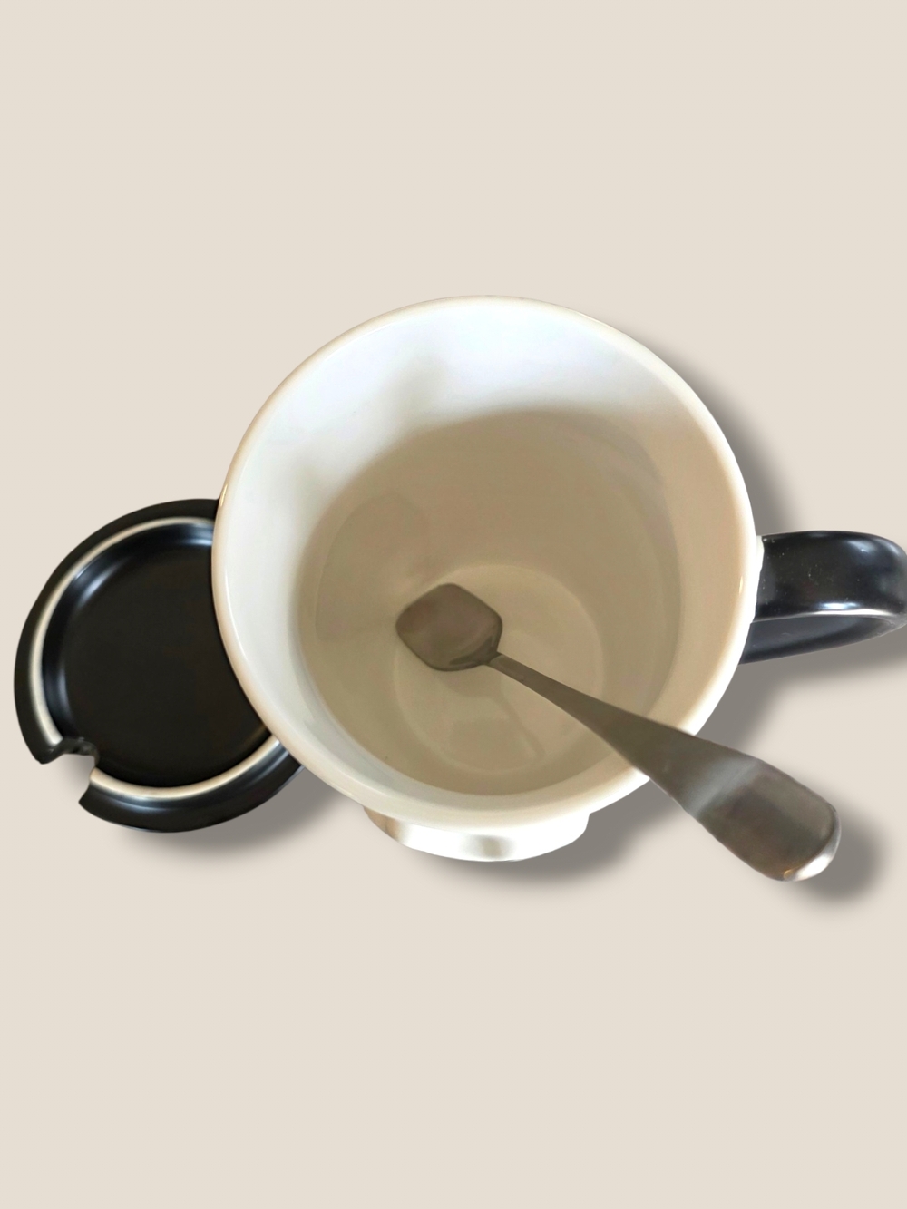 Kawaii Cat Mug w Lid Spoon White Kitty Cup Cute Tea Coffee Mug - Picture 2 of 2